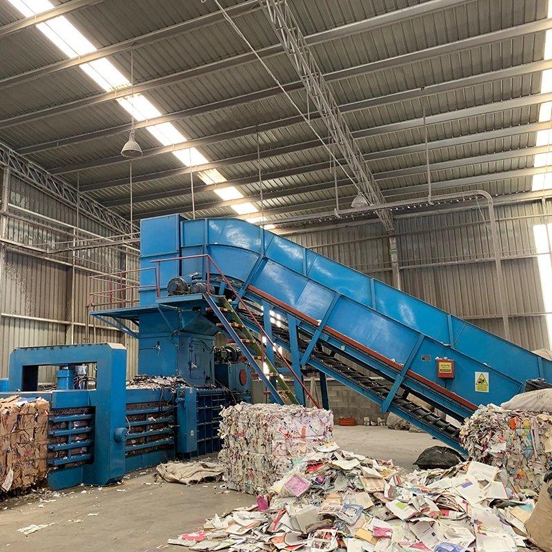 Horizontal Waste Paper Carboard Newspaper Packing Baling Baler